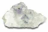 Glass-Clear Green Cubic Fluorite Crystals on Quartz - China #258429-1